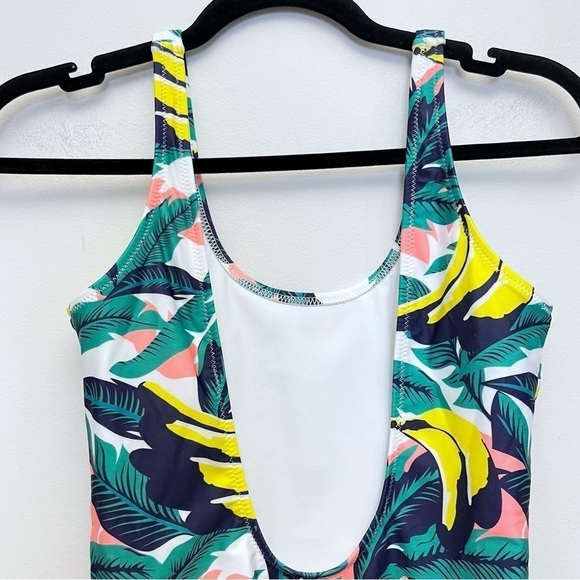 Chubbies Multi Color Tropical Banana Leaf Scoop Open Back One Piece Swimsuit - Picture 5 of 8